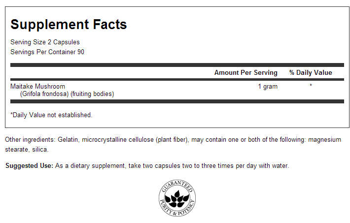 Maitake Mushroom 500 mg 180 capsules