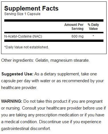 NAC N-acetil cisteinas 600 mg 100 kapsulių