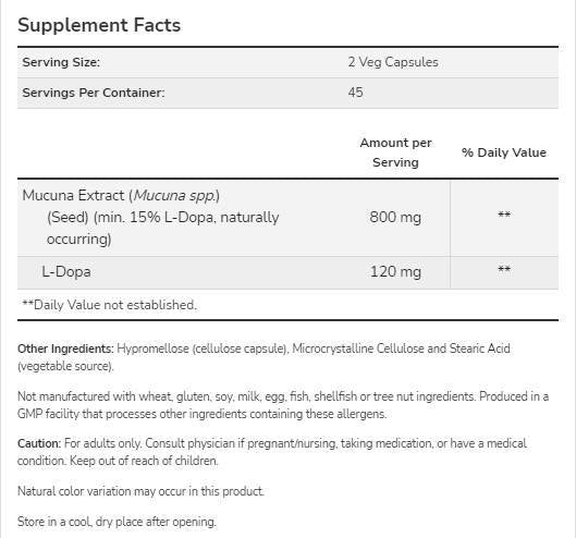 Dopa Mucuna [90 капсули, 45 Дози