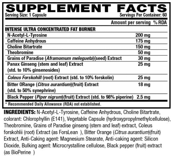 Lipo 6 Black / Intense / Ultra Concentrate - 60 capsules