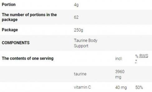 Taurine Body Support - 250 grams