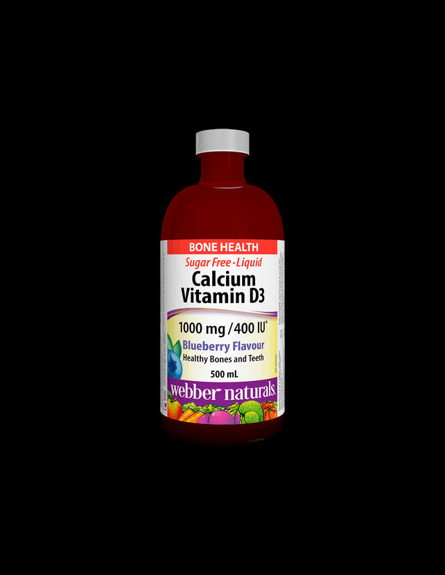 Calcium & Vitamin D3 Liquid/ Калций 1000 mg + Витамин D3 400 IU х 500 ml с вкус на боровинки Webber Naturals - Feel You