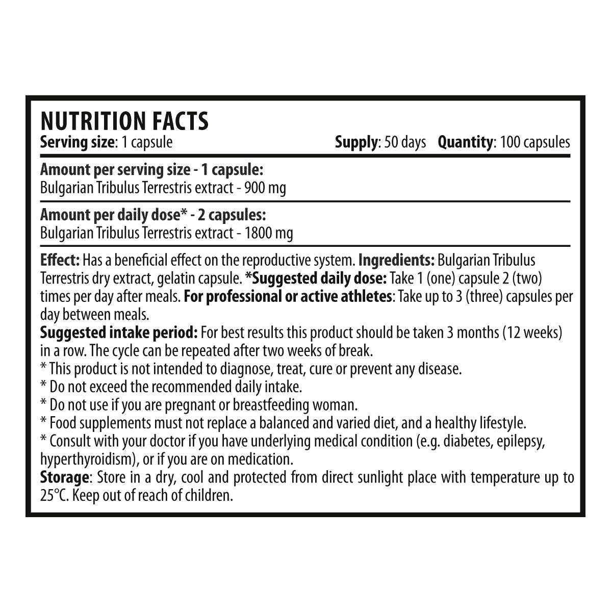 Tribulus Max 1800 mg - 100 kapslit