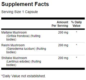 Complexo de cogumelos triplos 600 mg - 60 cápsulas