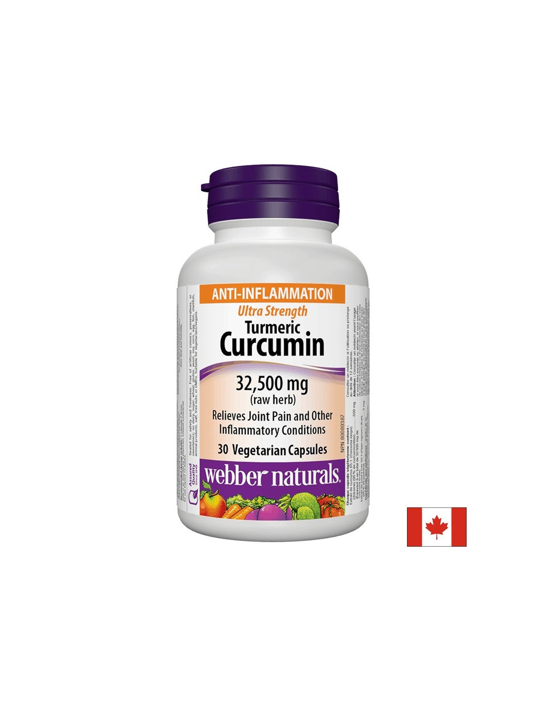 Turmeric Curcumin Ultra Strength / Turmeric and black pepper, 32,500 mg, 30 capsules Webber Naturals