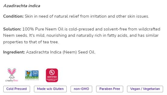 Neem Oil | 100% Pure Azadirachta Indica - 30 мл - Feel You