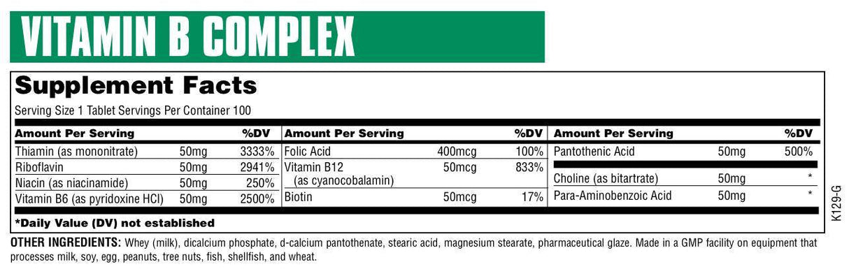 Vitamina B complexo 100 comprimidos