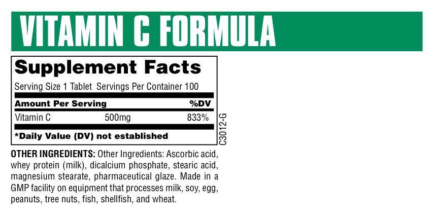 Vitamino C formulė 500 mg 100 tablečių