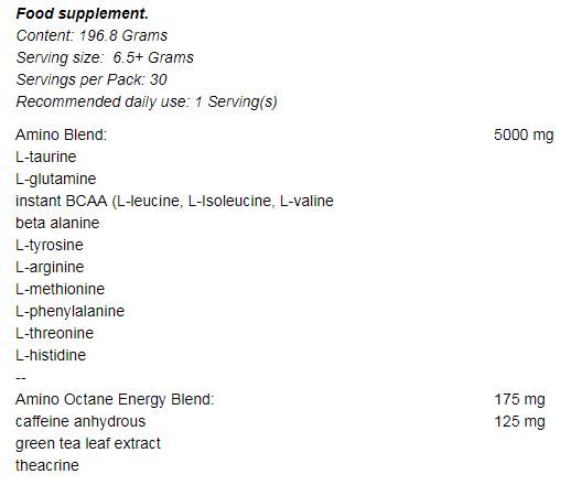 Amino oktane + energijos mišinys 196 gramai