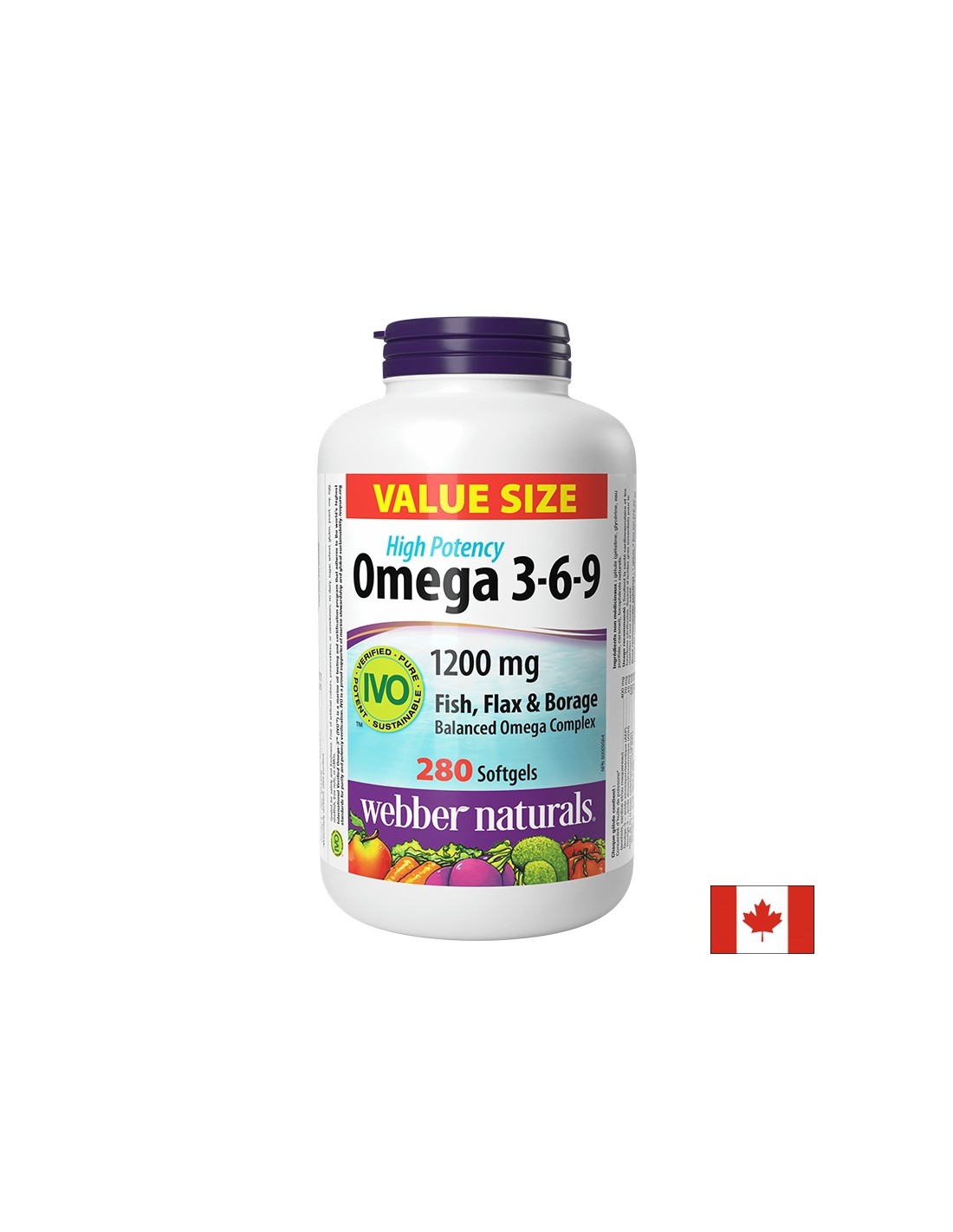 În sprijinul imunității, vederii și funcției creierului - Omega 3-6-9, 1200 mg x 280 capsule softgel