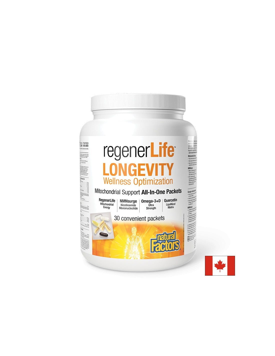 Ondersteuning van de cellulaire gezondheid - Regener Life™ Longevity, 30 zakjes <tc>Natural Factors</tc>