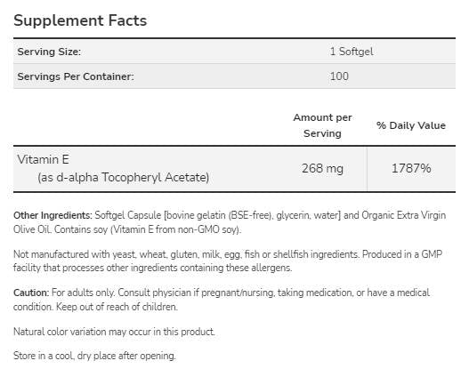 Vitamin E-400 IU D-alfa-100 gel kapsul