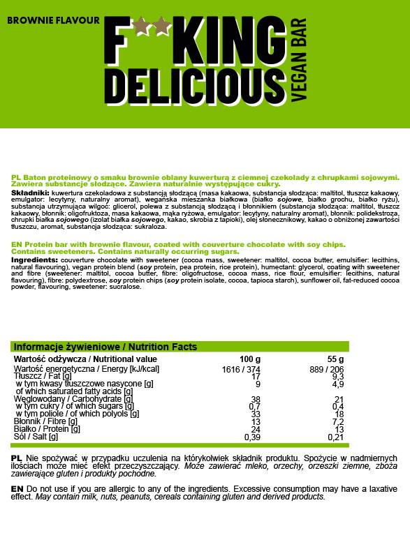 F**KING Delicious Vegan Bar - 55 грама - Feel You