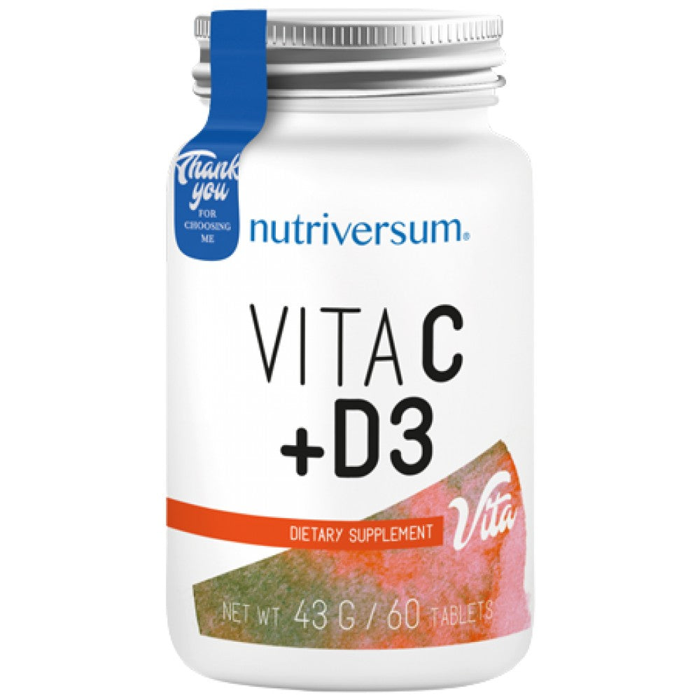 Vita C + D3 | Vitamine C 500 mg + vitamine D 1000 UI 60 comprimés