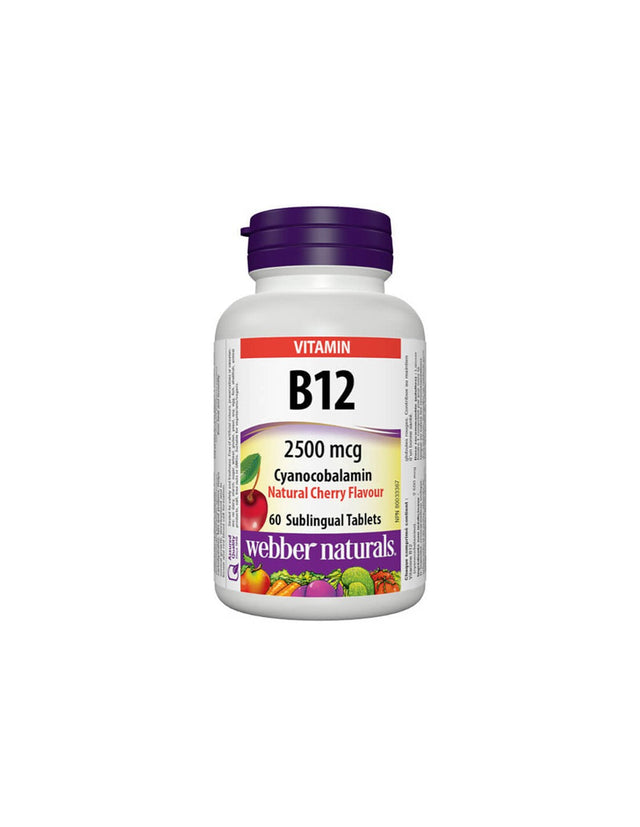 Vitamin B12 Cyanocobalamin - Витамин В12 (цианокобаламин) 2500 µg, 60 сублингвални таблетки Webber Naturals - Feel You