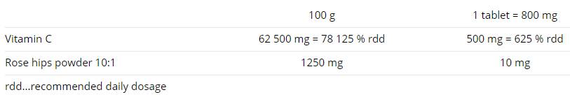 Vitamin C with Rose Hips - 100 tablets