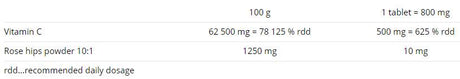 Vitamine C met rozenheupen - 100 tabletten