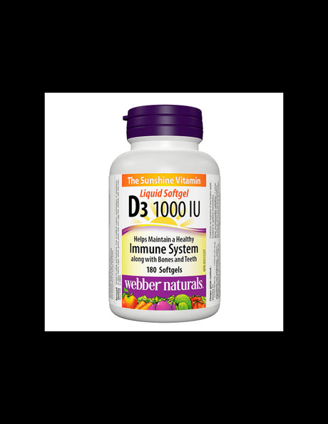 Vitamin D3 1000 IU - Витамин D3, 180 софтгел капсули - Feel You