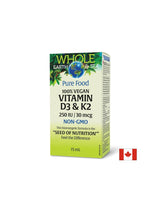 Vitamina D3 250 UI + K2 30 µg Terra e Sea® - per ossa, immunità e vasi sanguigni sani, 15 ml di gocce