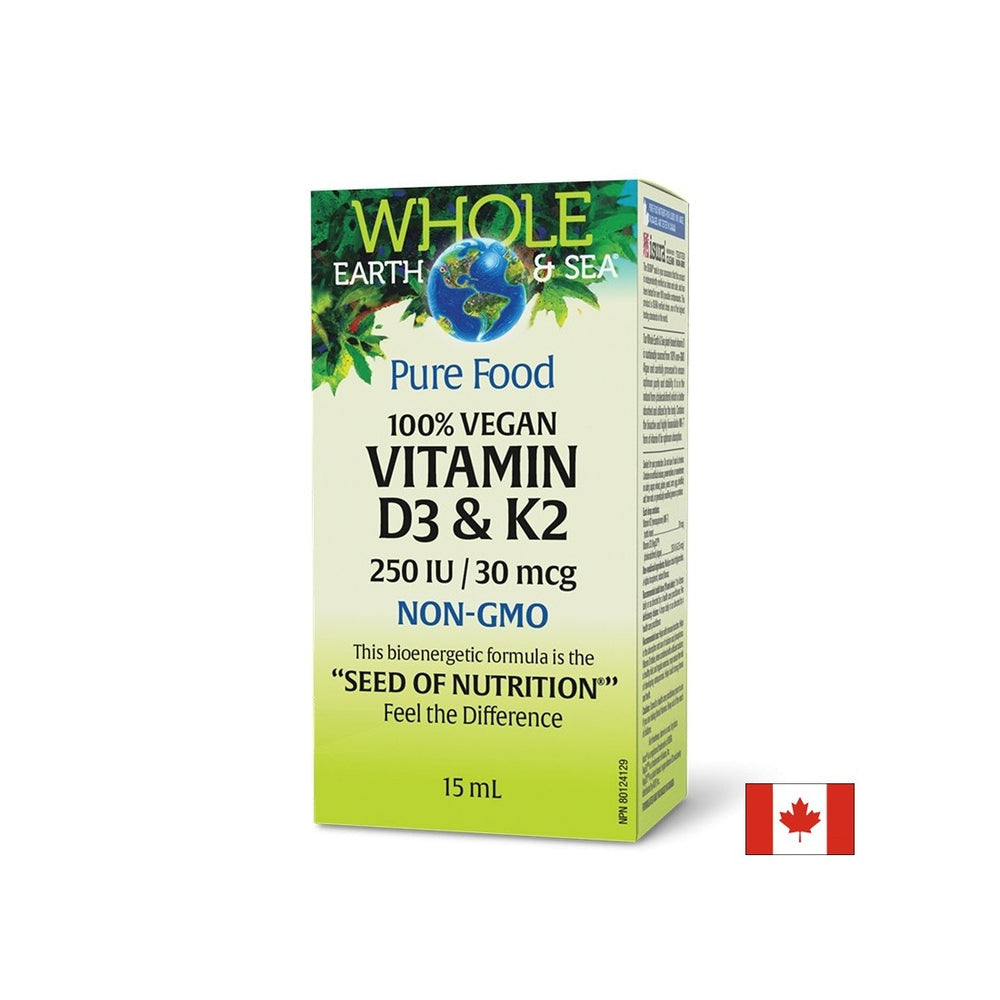 Vitamina D3 250 UI + K2 30 µg Terra e Sea® - per ossa, immunità e vasi sanguigni sani, 15 ml di gocce