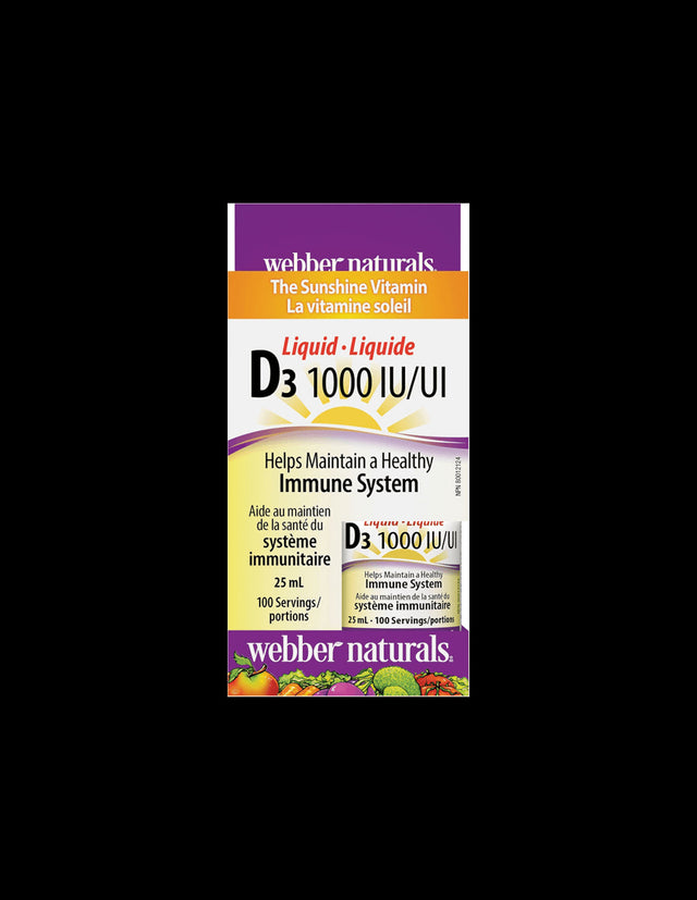 Витамин D3 /течен/ 1000 IU x 25 ml, 100 дози Webber Naturals - Feel You