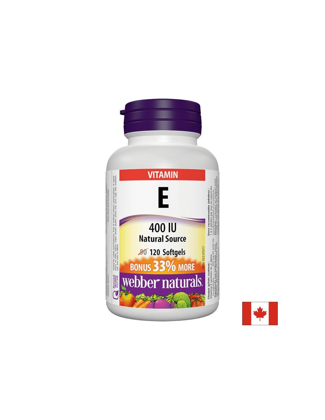 Vitamina E 400 IU - Vitamina E (d -alfa tocopheryl acetato) 400 UI, 120 capsule Softgel