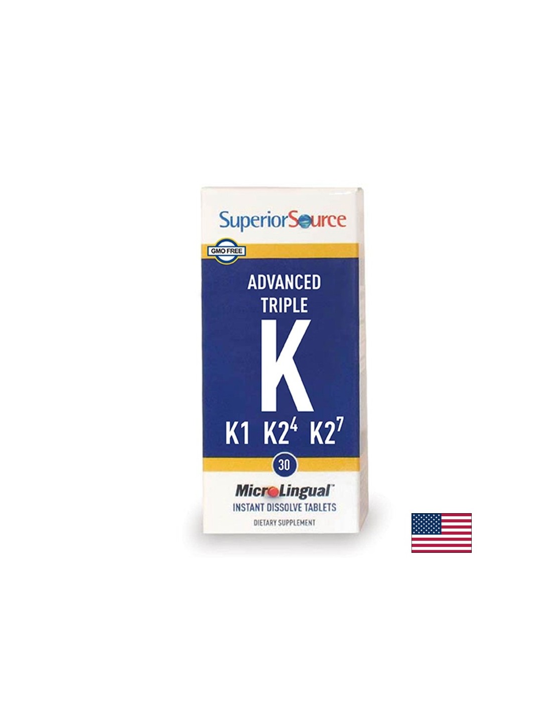 Vitamin K (K1, K2 MK-4, MK-7) - napredni trostruki K, 30 sublingvalnih tableta <tc>Superior Source</tc>