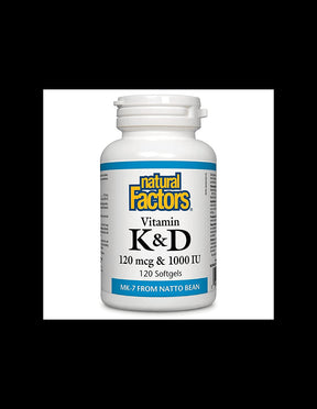 Vitamin K2 120 mcg | D3 1000 IU - 120 Gel capsules - Nutra Best Europe