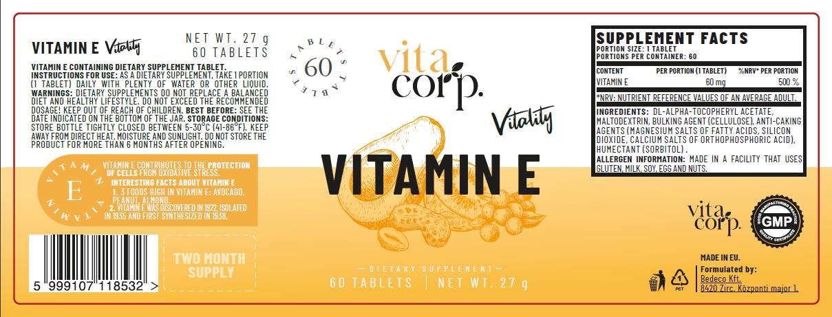 Vitamino E 60 mg - 60 tablečių