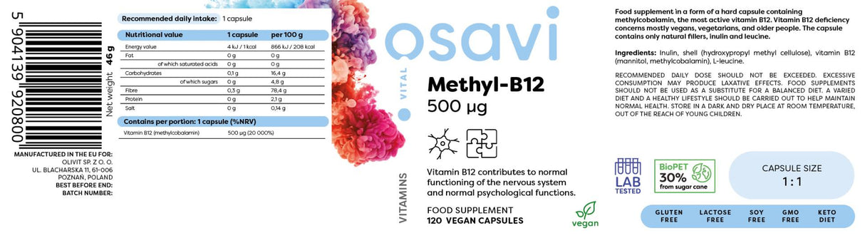 Methyl -B12 500 mcg - 120 capsules