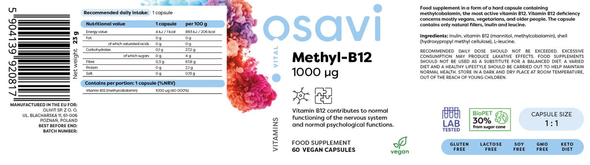 Methyl B -12 1000 mcg - 60 tobolek