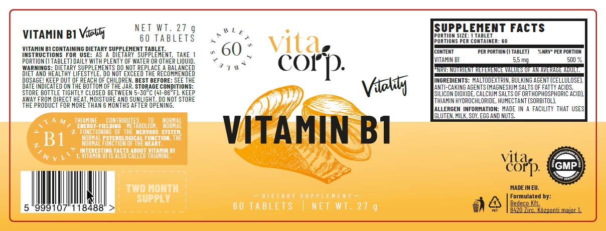 Vitamin B1 5.5 mg - 60 Pëllen