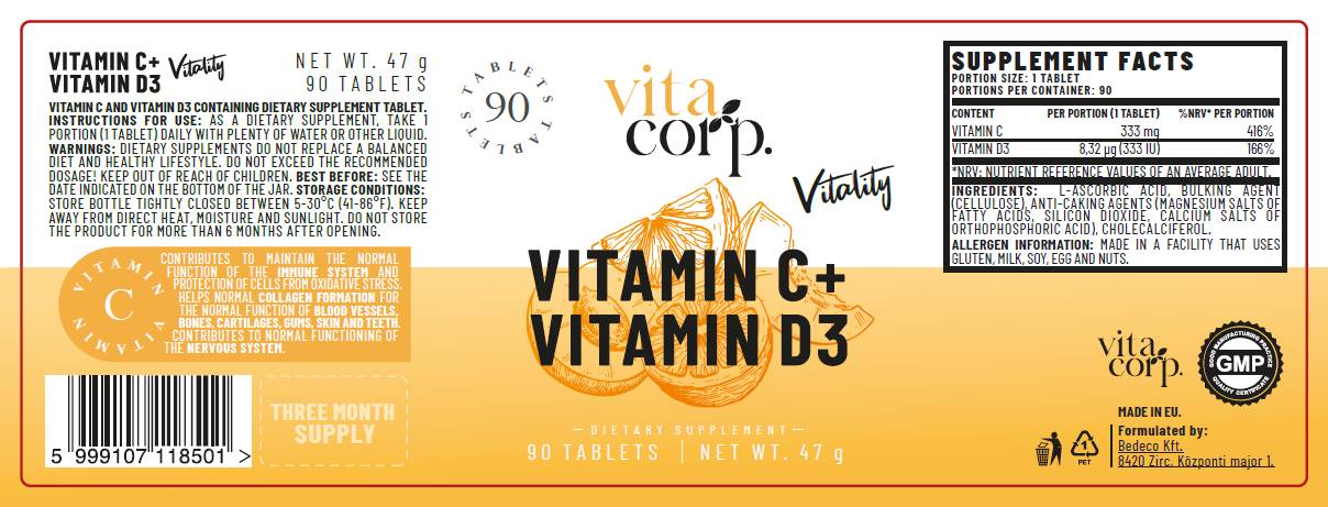 Vitamin C + Vitamin d Vitalitéit - 90 Pëllen