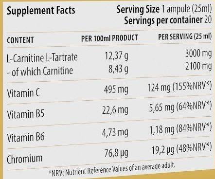 Líquido l -carnitina tiro 3000 - 20 x 25 ml