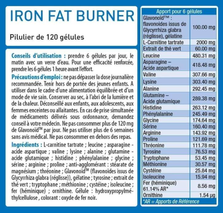 Iron | Ultra Fat Burner with Essential Amino Acids - 120 Gel Capsules