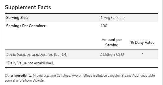 Acidophilus dois bilhões - 100 cápsulas