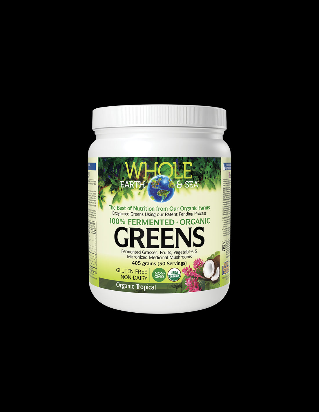 Whole Earth & Sea | 100% Fermented Organic Greens, Tropical - 390 грама - Feel You