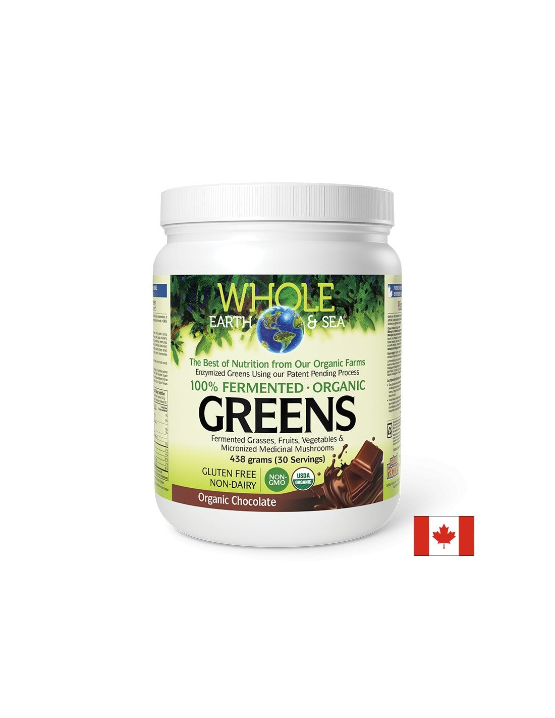 Whole Earth & Sea | 100% Fermented Organic Greens, Chocolate - 438 grams