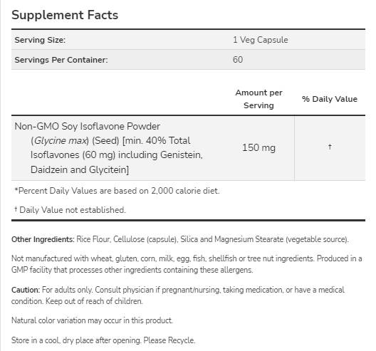 Soy Isoflavones 150 mg - 120 capsules